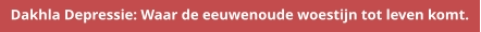 Dakhla Depressie: Waar de eeuwenoude woestijn tot leven komt.